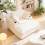 (Beige) Smartue Oversized Cloud Chaise Lounge With Cup Holders & Side Pocket, No Assembly Required 2