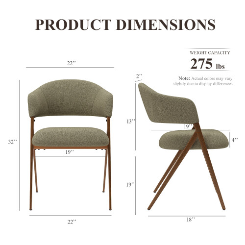 (Green) Smartue 48cm H Fabric Upholstered Upholstered Back Armchair 2