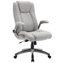 (Grey) SMARTUE Ergonomic Office Chair, Leather Desk Chair with Spring Seat and Flip-Up Armrests