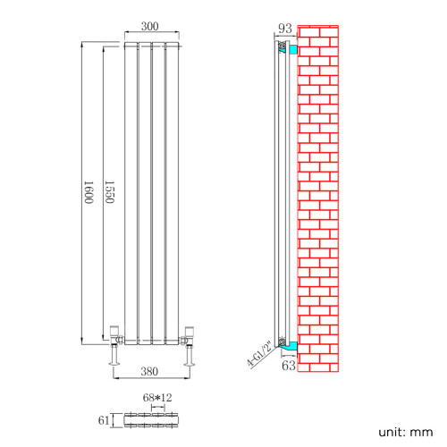 ELEGANT ELEGANT Anthracite Vertical Radiator, Double Panel 2