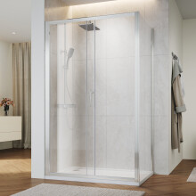(1600x690x1850mm) Elegant Chrom Framed Sliding Shower Enclosure Incl Sliding Shower Door And Side Panel Reversible Installation