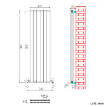 (456x1600x61mm) ELEGANT R56-W Series Panel Column Radiator, Mild Steel Central Heating, Multiple Sizes & Finishes Available