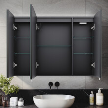 ELEGANT 900x650mm LED Bathroom Mirror Cabinet, Triple Door Wall-Mounted Cabinet with Shaver Socket, Adjustable Shelves, Anti-Fog