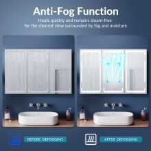 (900x600x140mm) ELEGANT LED Bathroom Mirror Cabinet with Conductive Hinge, Anti-Fog and Shaver Socket
