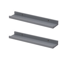 Set of 2 Shelf 48cm Wide Photo Wall Mounted Floating Shelves Grey G-0410
