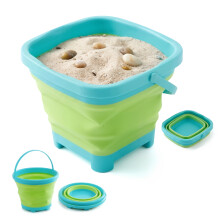 The Magic Toy Shop Collapsible Beach Bucket Toddlers Kids Water Sandpit Outdoor Foldable Blue Toy