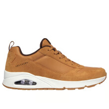(UK 7) Skechers Mens UNO Stacre Whiskey Suede Leather Sneakers Air Cooled Memory Foam