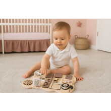 Tableau sensoriel en bois pour enfants - Jouet éducatif de 12 pièces