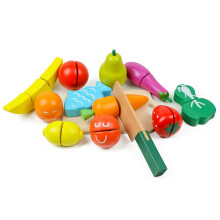Alimento de frutas y verduras de madera para cortar 13uds Ecotoys