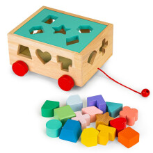 Carro clasificador de formas de madera con bloques - cubo educativo para niños