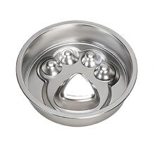 Bol pour chien en acier inoxydable, alimentation lente, anti-étouffement, 18cm, motif patte de chien