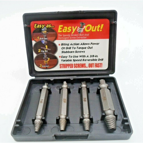 4PCS Screw Extractor Easy Out Drill Bits Set Broken Remover Damaged Bolt Tool 1