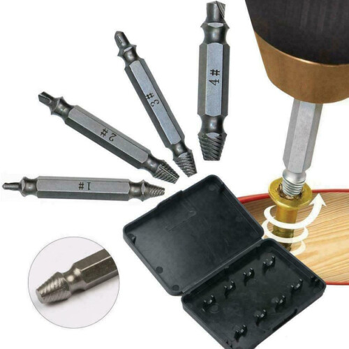 4PCS Screw Extractor Easy Out Drill Bits Set Broken Remover Damaged Bolt Tool 2