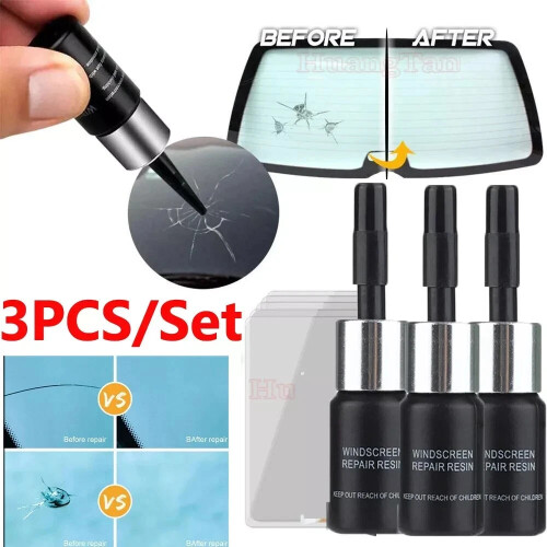 3x Windshield Repair Kit Fix Glass Chip Crack Car Windscreen Wind Screen Window 1