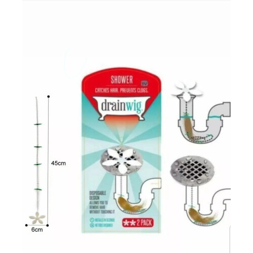 2pc-Kitchen-Bathroom-Shower-Drain-Wig-Chain-Cleaner-Hair-Clog-Remover-Tools 2