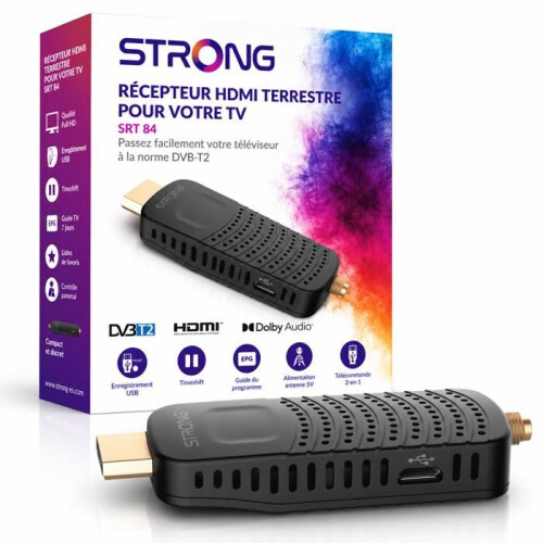 STRONG - SRT84 - Décodeur TNT Full HD - Enregistreur USB - HEVC265 - Dolby Digital Plus