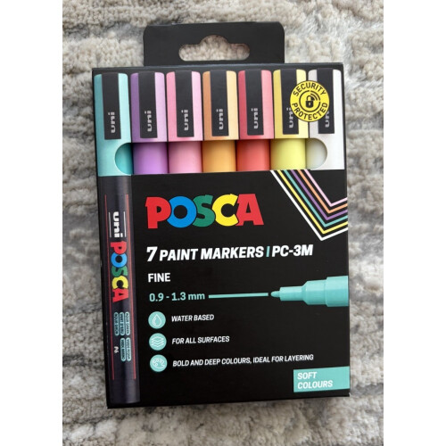 Uni POSCA PC-3M Paint Markers 7 Pack Soft Colours Fine Tip Pens Set
