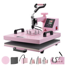 Multifunctionele Warmtepers 8 in 1 - Duoku - 380 x 380 mm, Roze Kleur, Geschikt voor Bekers van 6 tot 30 oz, 360 Draaibare Arm