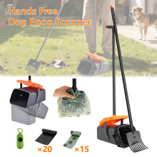 Ramasse-crottes pour chien à long manche, avec râteau et 35 sacs, pliable et portable pour jardin et pelouse