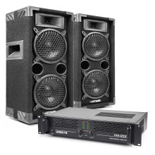 MAX26 Dual 6" Passive DJ PA Speaker Kit with 1200W Amplifier – Complete PA System, Two Passive Speakers with 2x 6-inch Woofers, Professional