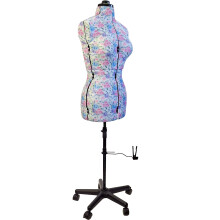 Medium Adjustable Dressmakers Dummy in Hydrangea Pattern Fabric
