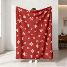 (Red Christmas Snowflake, 70x100cm) Christmas Flannel Throw Blanket, Xmas Snowflake Pattern Soft Warm Sofa Bed Nap Gift Blanket