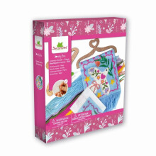 Kit kreatives Canvas - SYCOMORE - Schöne Box Canvas Vogel - Holzaufhängung - Baumwollfäden