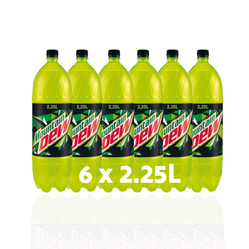 Mountain Dew 6 pack of 2.25L bottles - Bold Lemon-Lime Flavour–