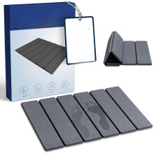 Tapis de bain en diatomite, 60x39x1 cm, gris foncé, antidérapant et pliable, absorption rapide pour salle de bain
