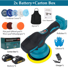 Polisseuse électrique sans fil, 8 vitesses, affichage numérique, compatible batterie Makita 18V, 2 batteries
