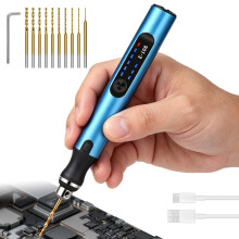 Mini broyeur rotatif électrique, 3 vitesses, 10 forets en acier rapide, batterie rechargeable, noir