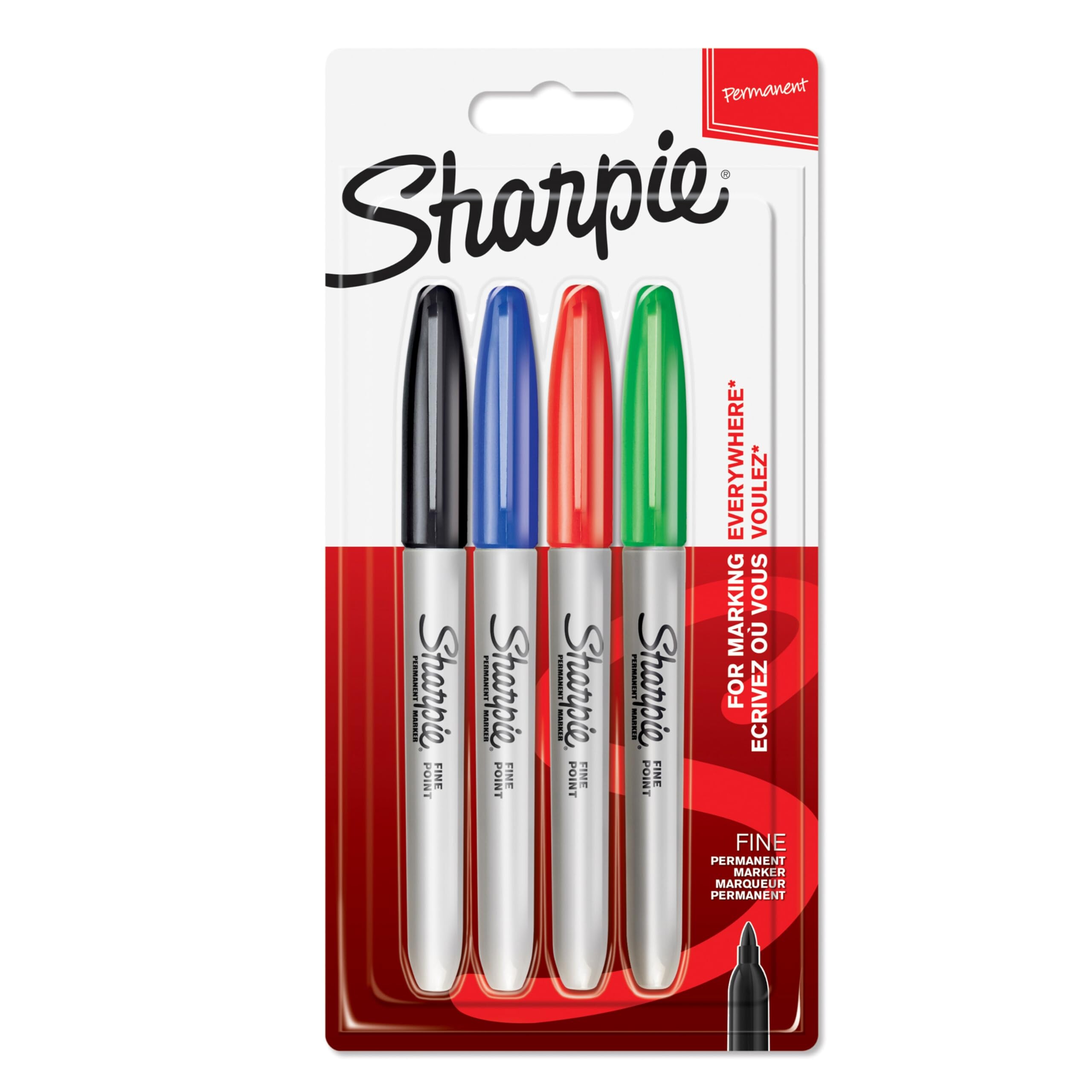Red Ink Sharpie Permanent Markers | Fine Point for Bold Details | Black, Blue ...