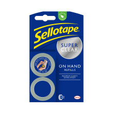 Sellotape On-Hand Refills, Extra Strong Adhesive Tape, Clear Tape Refills for Arts & Crafts, Strong Tape for the On-Hand Tape Dispenser, 18mm x 15m,
