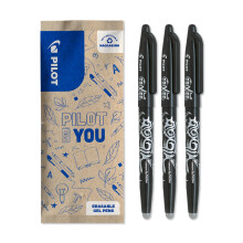 PILOT - FriXion Ball Erasable Rollerball Pen 0.7mm - Black Ink - Pack of 3