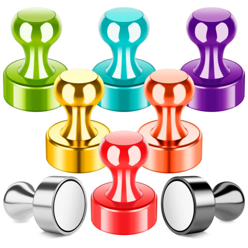 Colorful Strong Fridge Magnets, 8 Pack Magnetic Push Pins for Refrigerator
