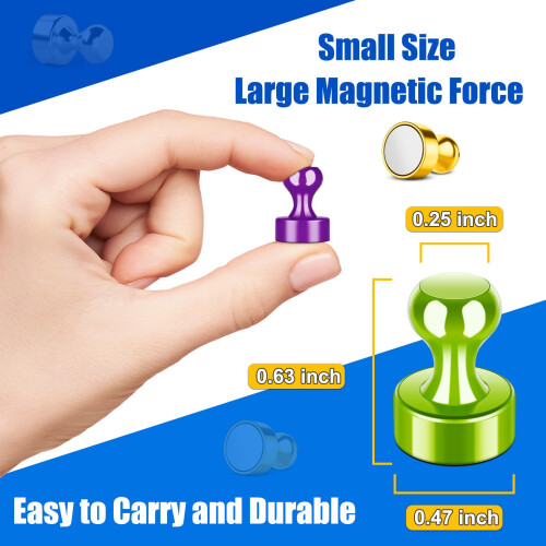 Colorful Strong Fridge Magnets, 8 Pack Magnetic Push Pins for Refrigerator 1