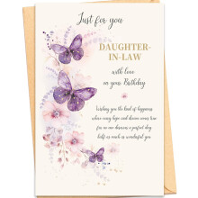 Mirelia Birthday Card for Daughter in Law, Gatefold 20.5x13.5cm, Pre-Printed Message Inside, Includes Kraft Envelope, Special Birthday Card for Her