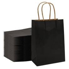 30 Pcs Paper Party Bags Black Gift Bags Kraft Paper Bags with Handles, Party Gift Bags Thick Kraft Bags for Kids, Present, Candy, Cookie, Celebration
