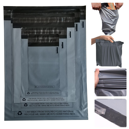 125 Mixed Grey Plastic Mailing Mail Post Postage Bags Assorted Sizes Packaging Poly Postal mailers MSDS-SOLUTIONZ 1