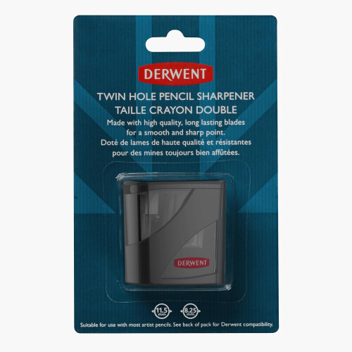 Derwent Derwent Twin Hole Pencil Sharpener with Container, Black Fine Art Sharpener 1