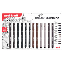 UNI Pin 12 Piece Assorted Colour, UUAPIN12AC