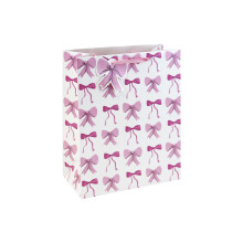 Eurowrap Present Bow Medium Gift Bag with Ribbon Handles, Pink Bow Pattern Design, Matching Bow Gift Tag, Stylish Gift Bag for Mother’s Day and Birt