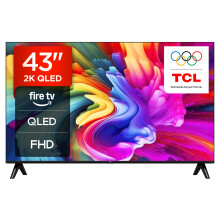 TCL 43SF560-UK 43 Inch Full HD QLED HDR Smart TV with Fire TV Press & Ask Alexa, Metallic Bezel-Less Design