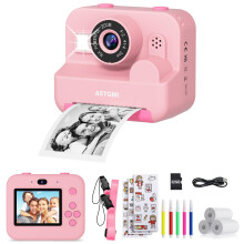 Kids Instant Print Selfie Camera for Girls,1080P HD Digital Camera for Kids with Print Paper & 32GB Card, Christmas Birthday Gifts Kids Toys for 3-12