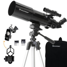 Celestron 22030 Travel Scope Portable Refractor Telescope with 80mm lens, Fully-Coated Glass Optics, Bonus Astronomy Software Package and Digiscoping