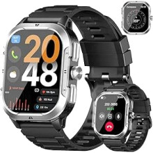 Kuizil Military Smart Watch for Men, 2026 NEW 2.06" HD TFT IP68 Fitness Tracker with 600mAh, Flashlight/Heart Rate/Sleep Monitor/SpO2/Pedometer/130+