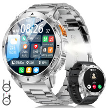 LIGE Military Smart Watch for Men with Bluetooth Call,1.62" AMOLED 730mAh with LED Flashlight/,100+ Sports Mode Tactical Fitness Tracker/Heart Rate S