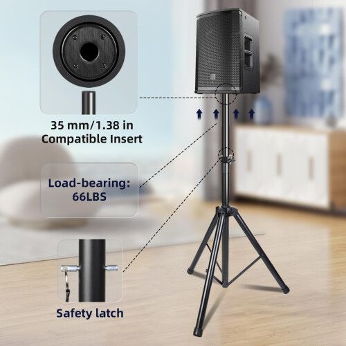 2 X Heavy-Duty Speaker Stands, 89-180CM Height-AdjustableUniversal Speaker Stand,35 MM Compatible Insert 1
