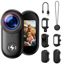 CAMWORLD 4K Mini Body Camera, WiFi Thumb Action Camera with 64GB Card, 1.47'' Wearable POV Camera Magnetic Mount Portable Vlogging Camera for TikTok