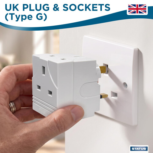 Status STATUS 3 Way Multi Plug Adaptor, White 1